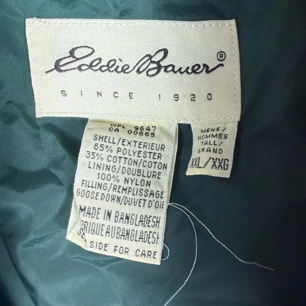 Eddie Bauer Men's  Puffer Vest Tan Beige Snap Pocket Size XXL Tall